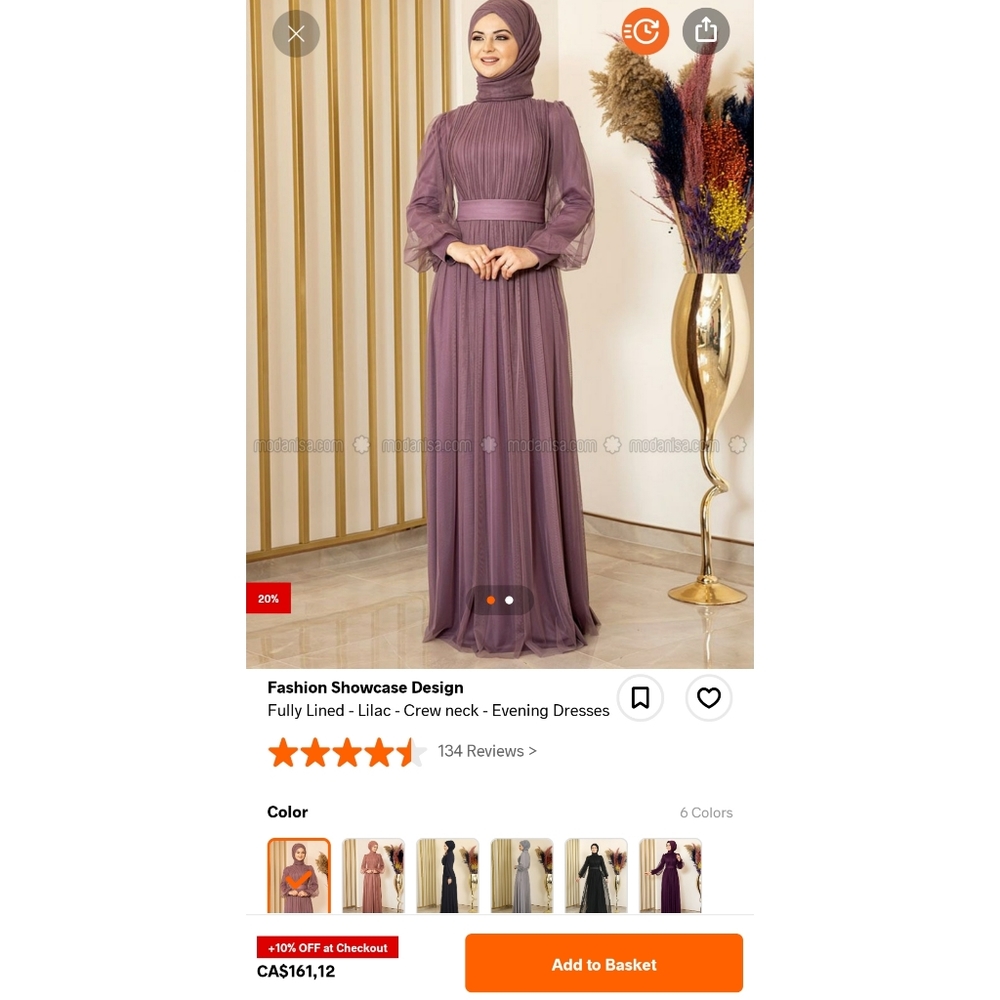 Long sleeve modest hijabi gown evening dress